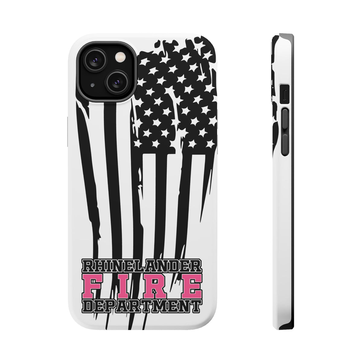 iPhone Magnetic Impact Case — Rhinelander Fire Department Pink & Black Flag Design