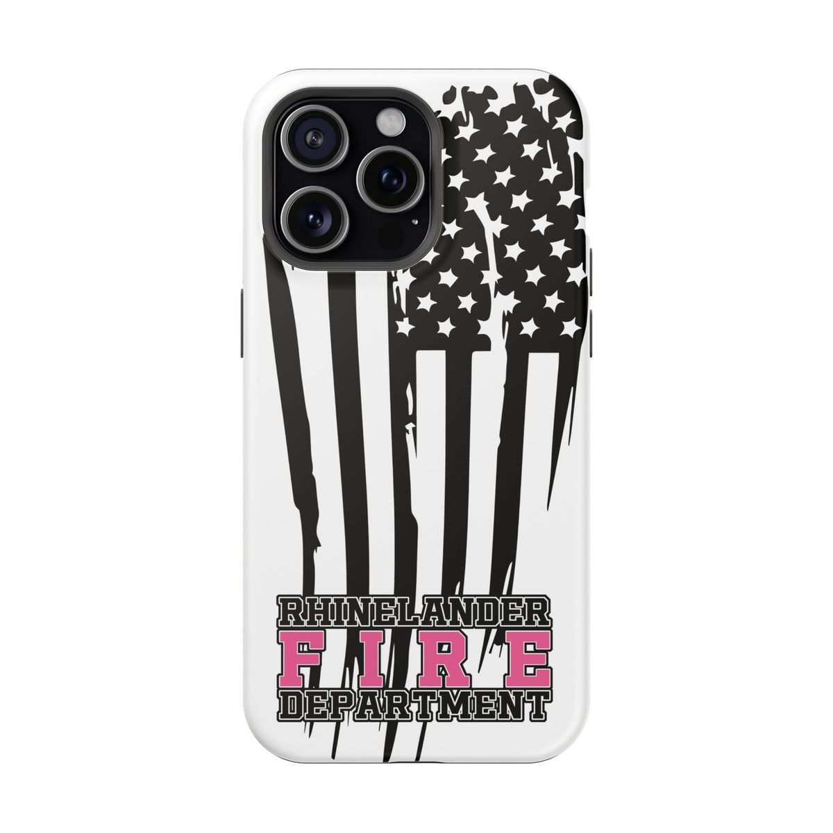 iPhone Magnetic Impact Case — Rhinelander Fire Department Pink & Black Flag Design