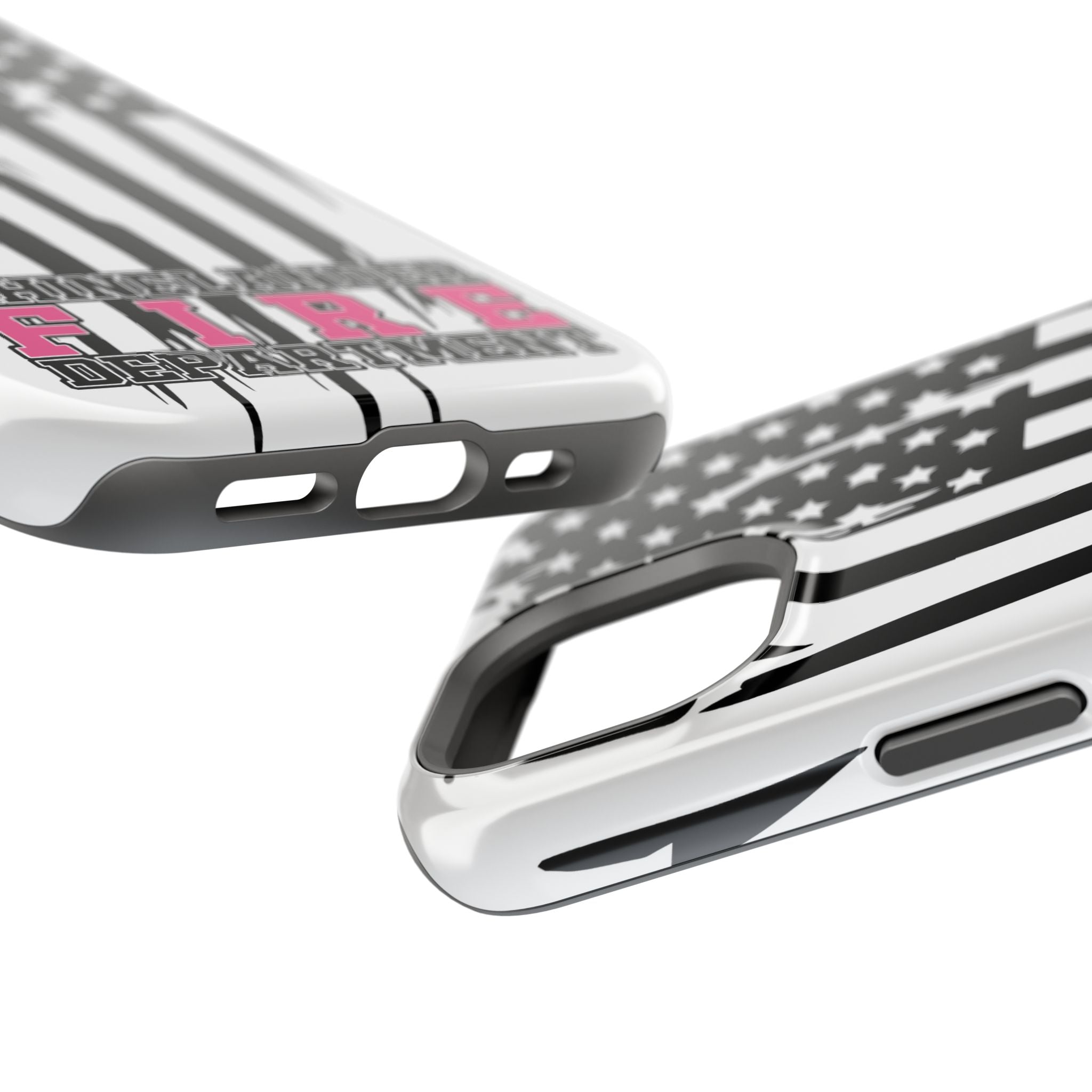 iPhone Magnetic Impact Case — Rhinelander Fire Department Pink & Black Flag Design