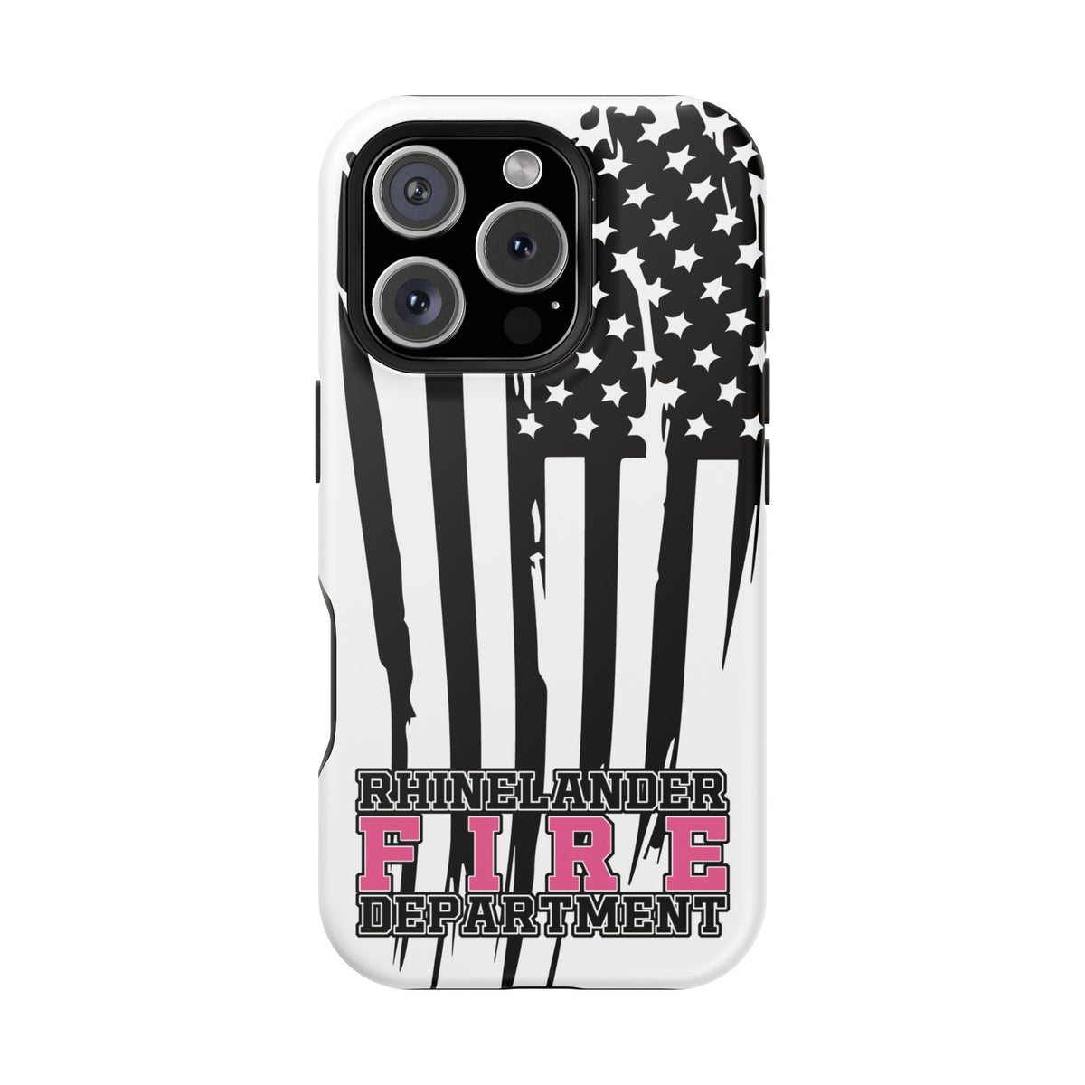 iPhone Magnetic Impact Case — Rhinelander Fire Department Pink & Black Flag Design