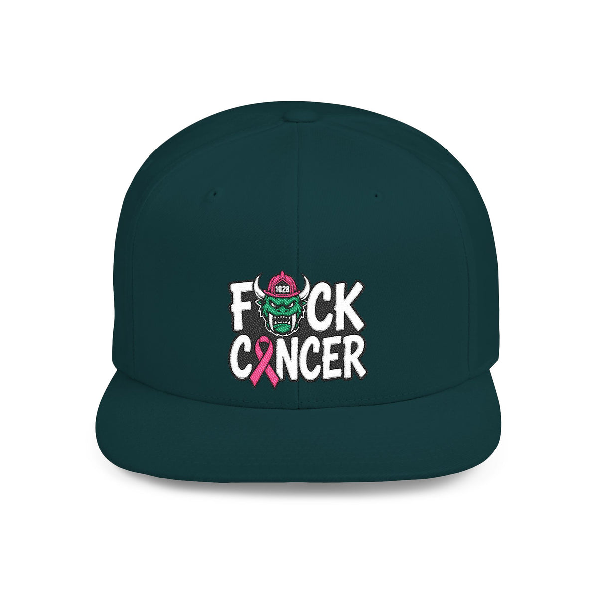 Flat Bill Snapback - “F*ck Cancer” Pink Ribbon Support Hat