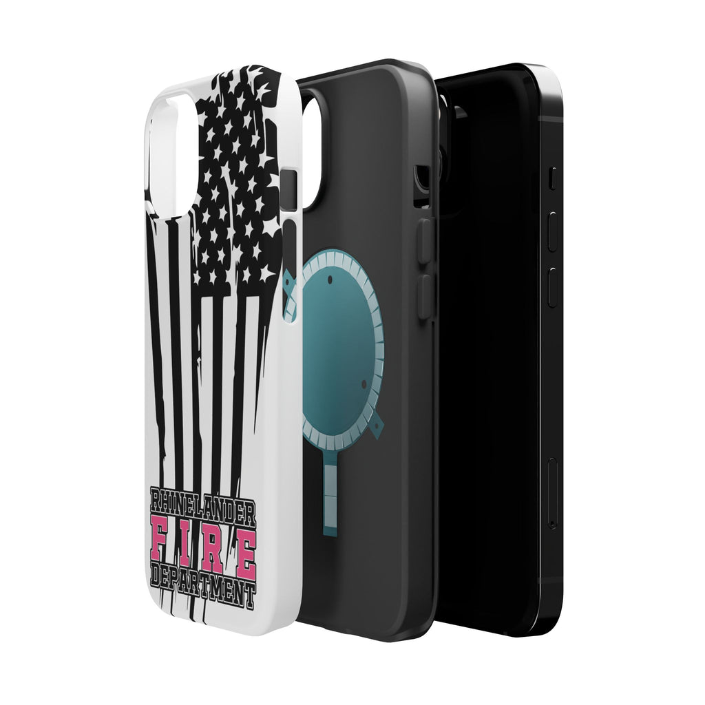 iPhone Magnetic Impact Case — Rhinelander Fire Department Pink & Black Flag Design