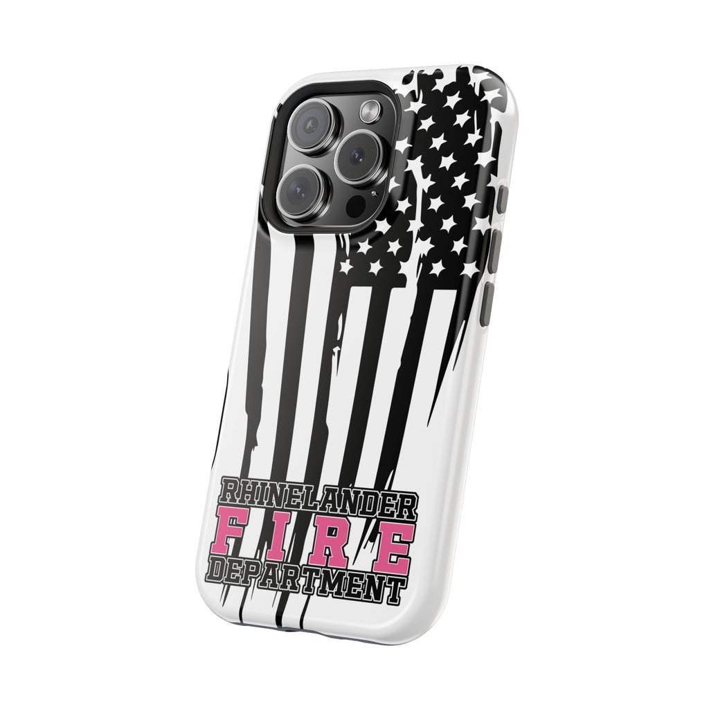 iPhone Magnetic Impact Case — Rhinelander Fire Department Pink & Black Flag Design
