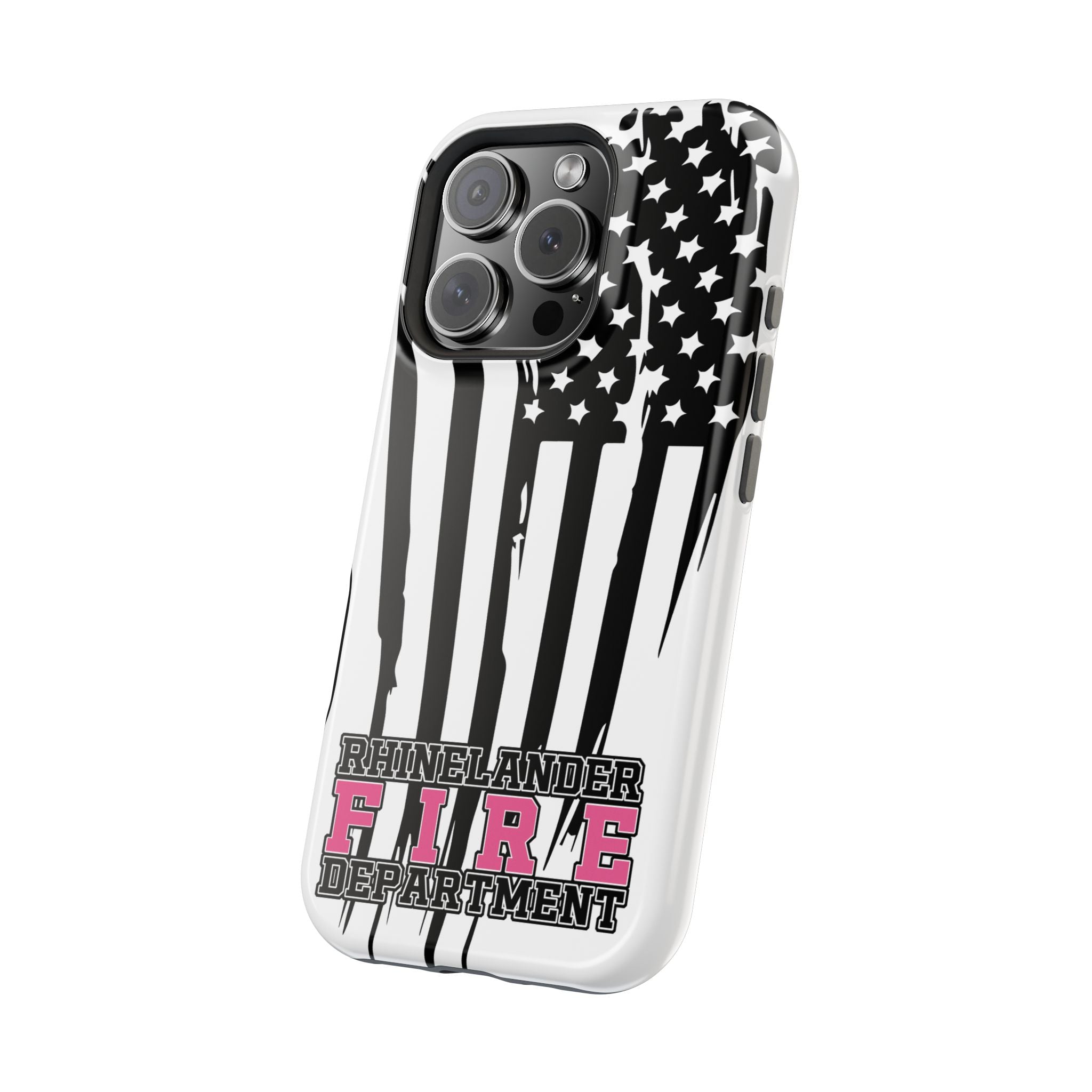 iPhone Magnetic Impact Case — Rhinelander Fire Department Pink & Black Flag Design