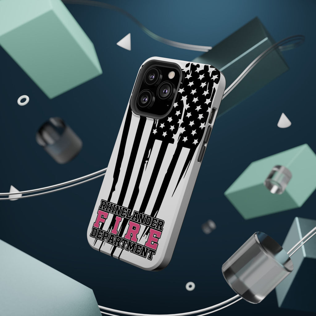 iPhone Magnetic Impact Case — Rhinelander Fire Department Pink & Black Flag Design