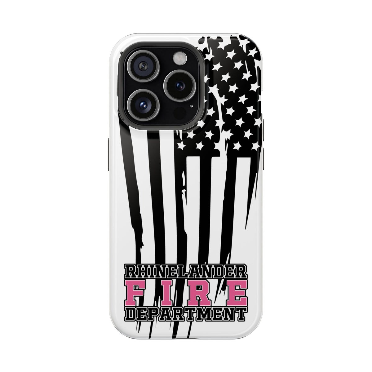 iPhone Magnetic Impact Case — Rhinelander Fire Department Pink & Black Flag Design