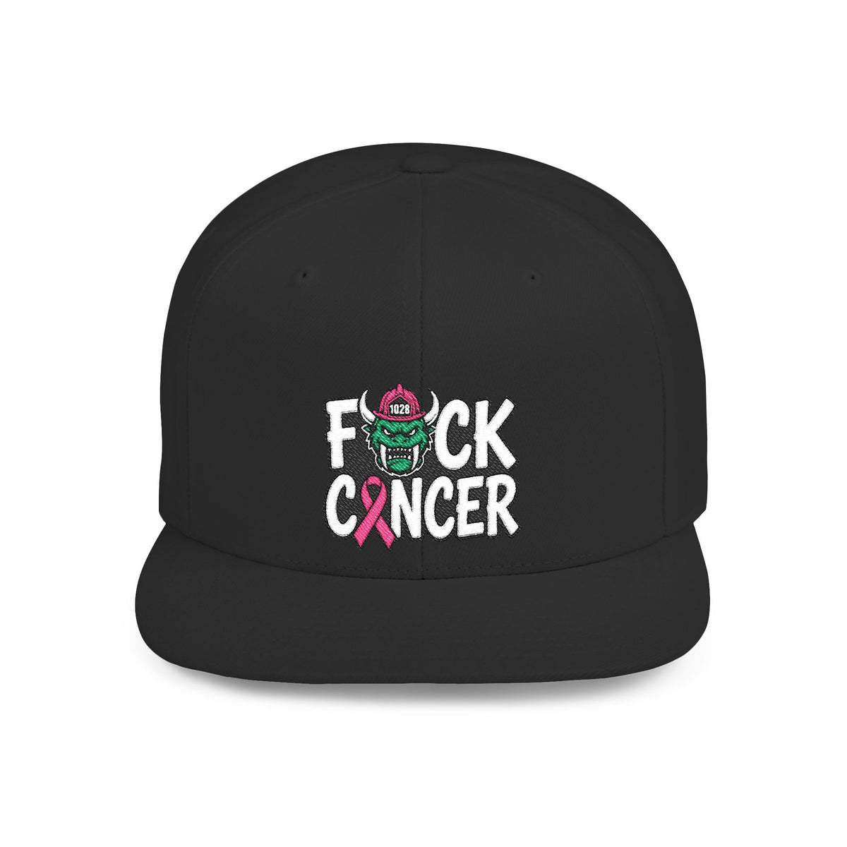 Flat Bill Snapback - “F*ck Cancer” Pink Ribbon Support Hat
