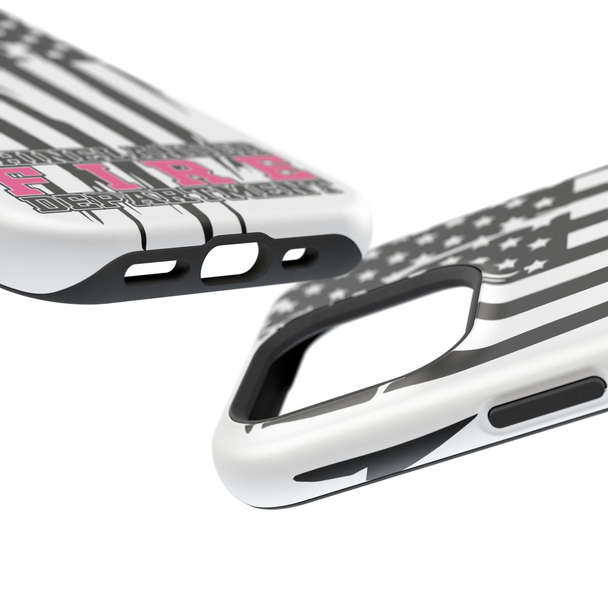 iPhone Magnetic Impact Case — Rhinelander Fire Department Pink & Black Flag Design