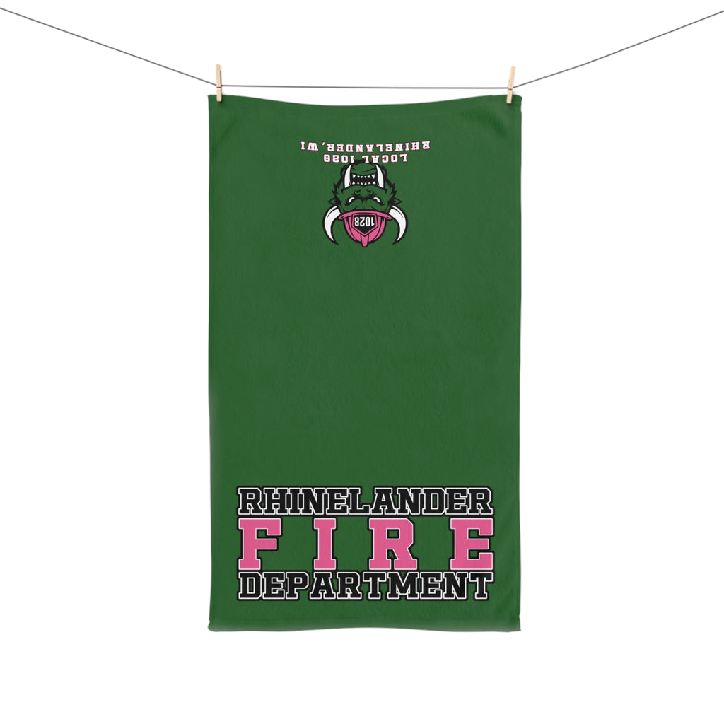 Rhinelander Fire Department Pink Logo Hand Towel — Firefighter Support Gift