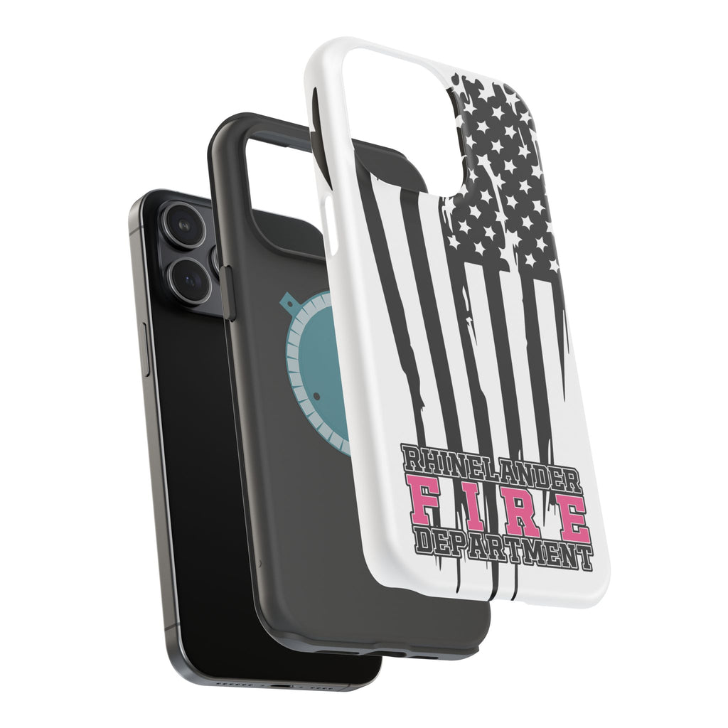 iPhone Magnetic Impact Case — Rhinelander Fire Department Pink & Black Flag Design
