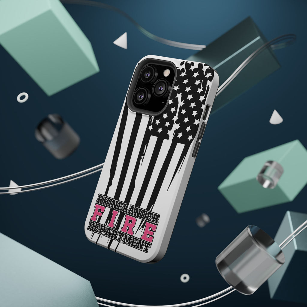 iPhone Magnetic Impact Case — Rhinelander Fire Department Pink & Black Flag Design
