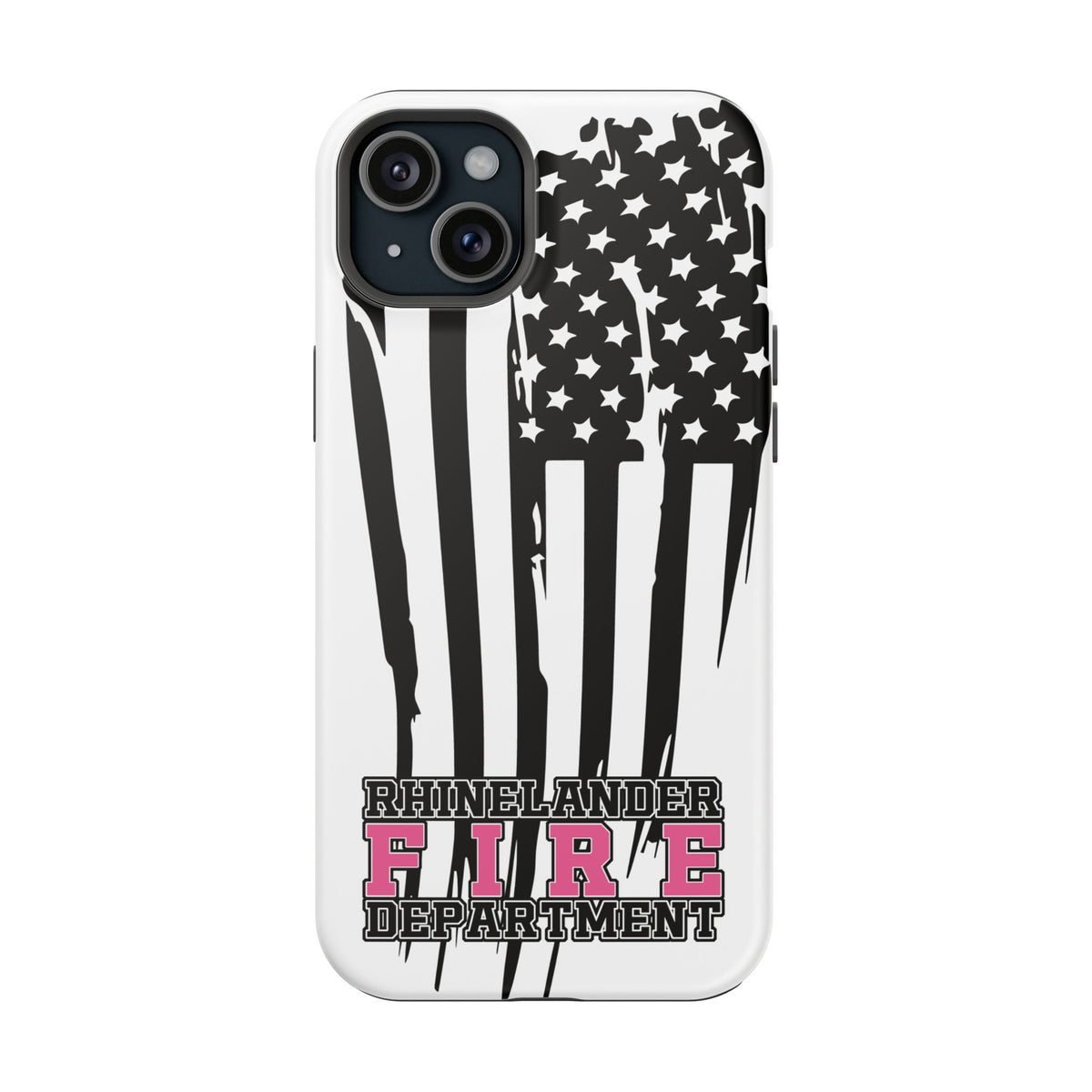 iPhone Magnetic Impact Case — Rhinelander Fire Department Pink & Black Flag Design