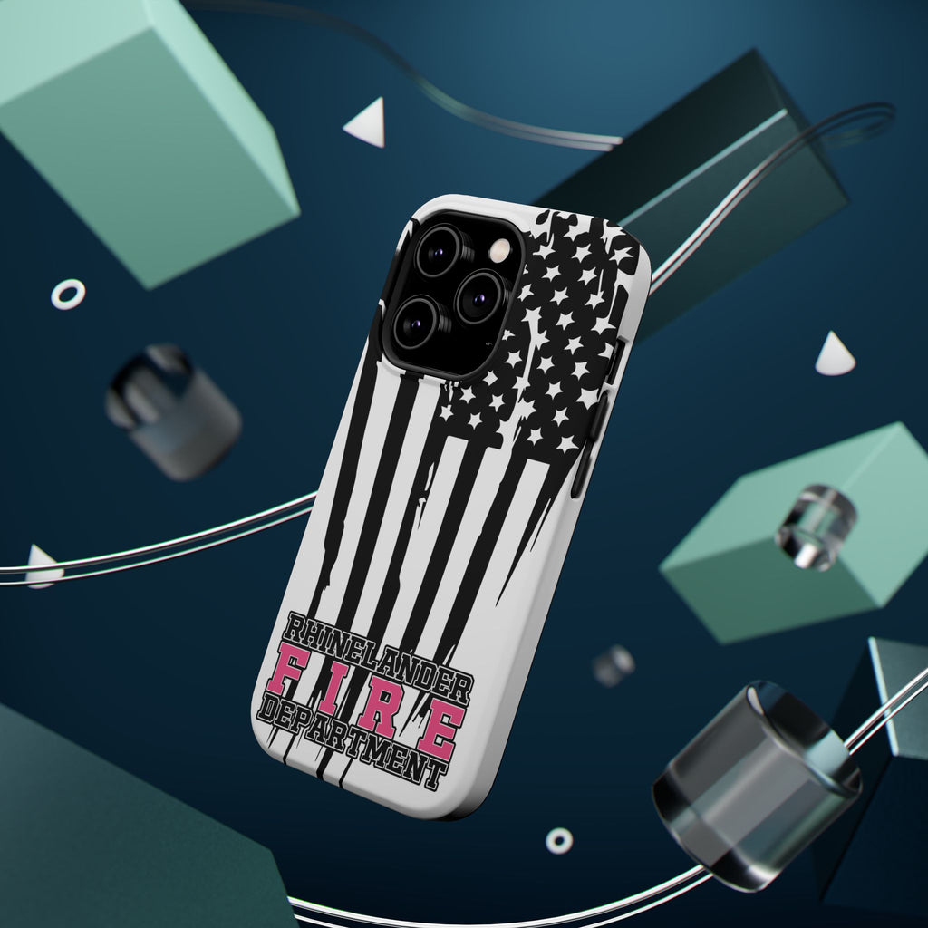 iPhone Magnetic Impact Case — Rhinelander Fire Department Pink & Black Flag Design