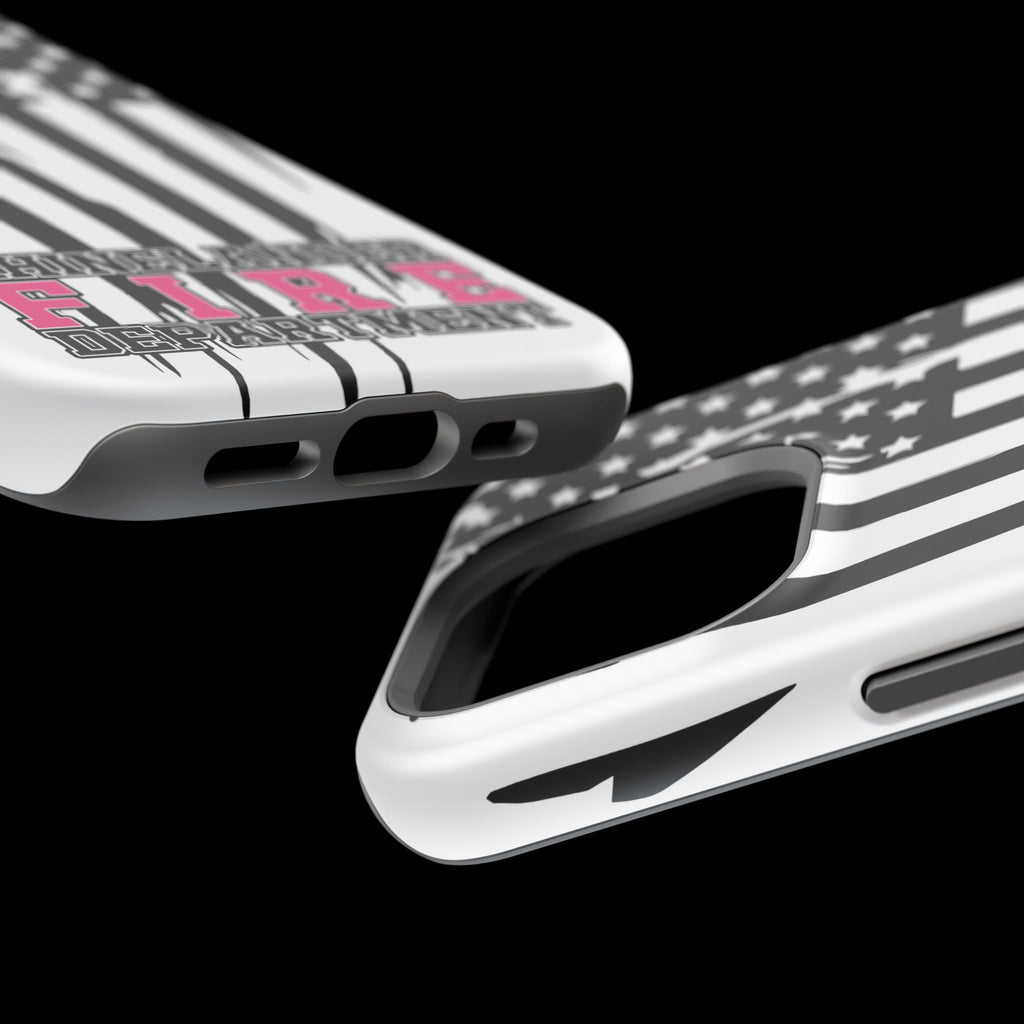 iPhone Magnetic Impact Case — Rhinelander Fire Department Pink & Black Flag Design