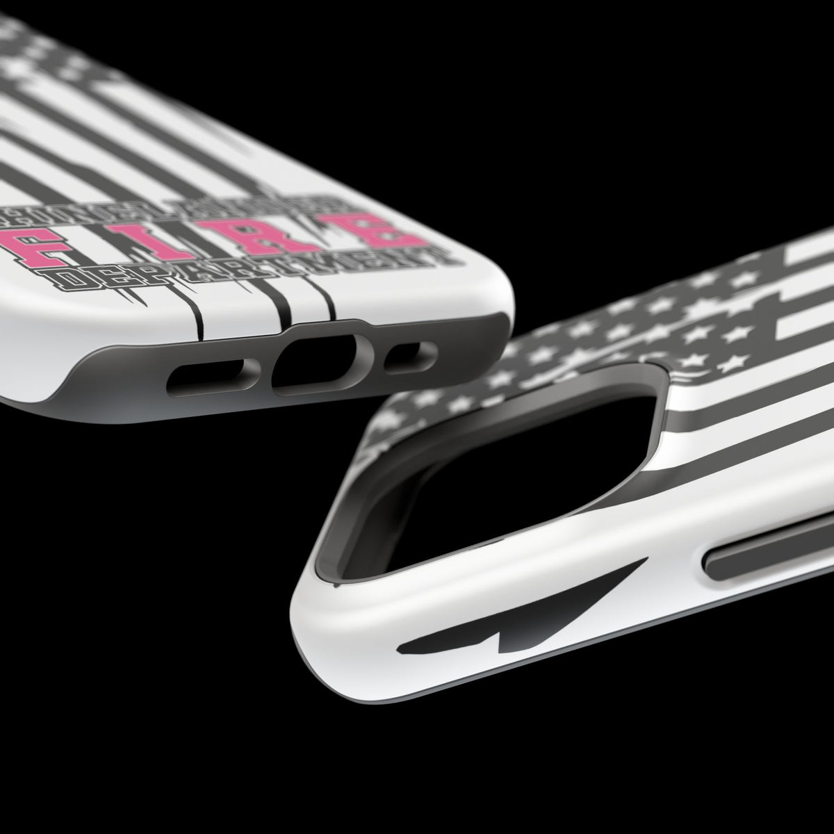 iPhone Magnetic Impact Case — Rhinelander Fire Department Pink & Black Flag Design
