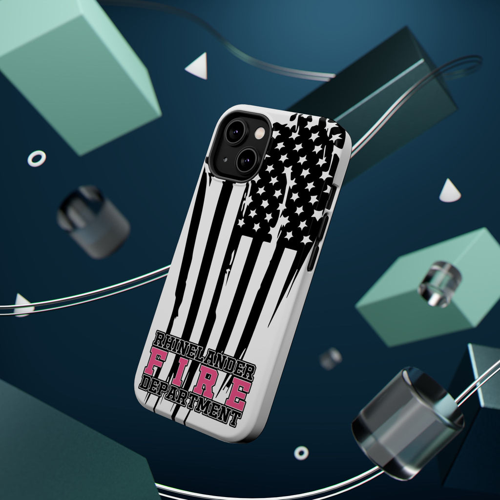 iPhone Magnetic Impact Case — Rhinelander Fire Department Pink & Black Flag Design