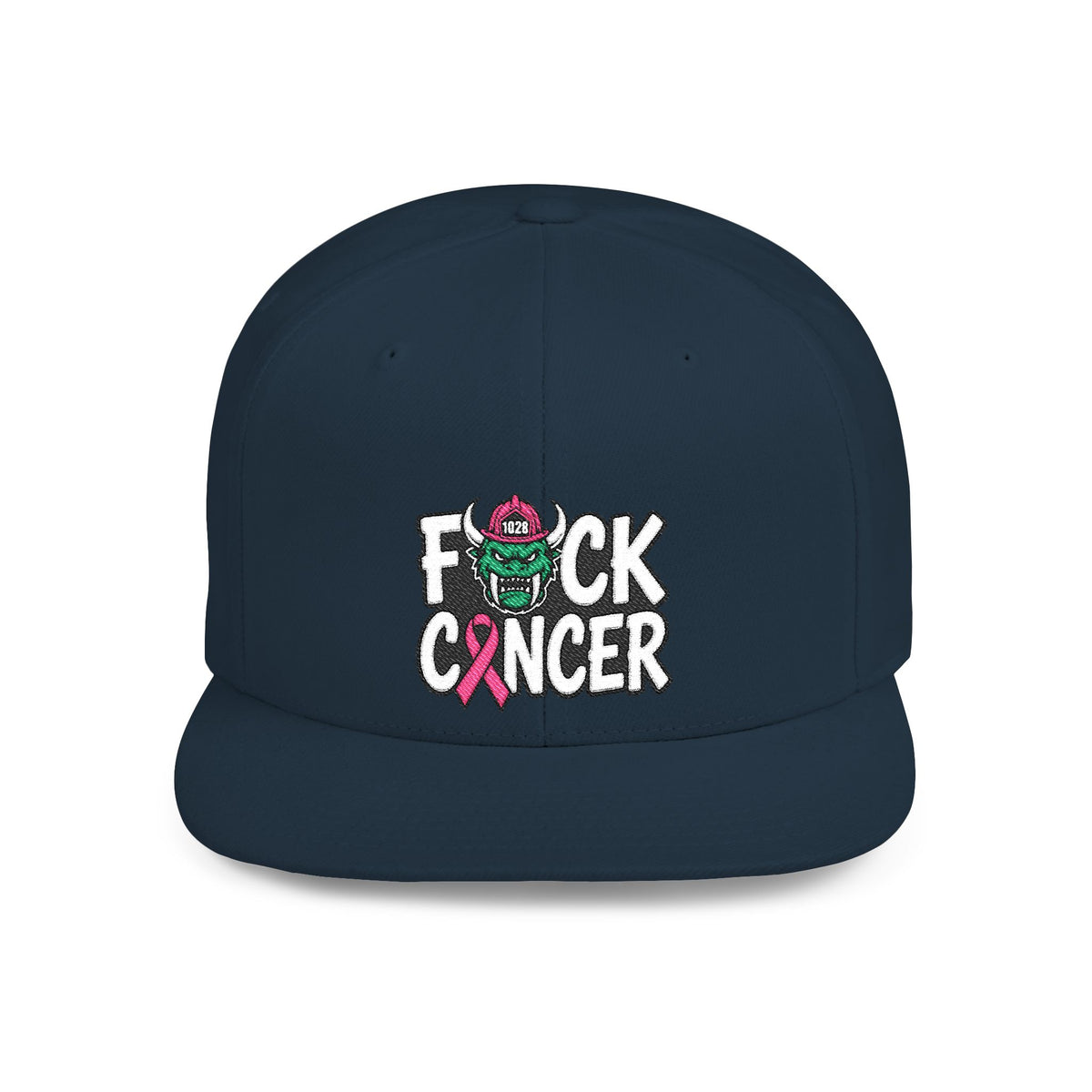Flat Bill Snapback - “F*ck Cancer” Pink Ribbon Support Hat