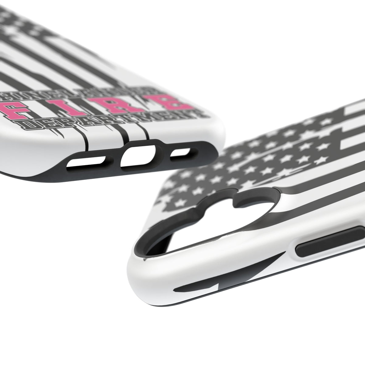 iPhone Magnetic Impact Case — Rhinelander Fire Department Pink & Black Flag Design