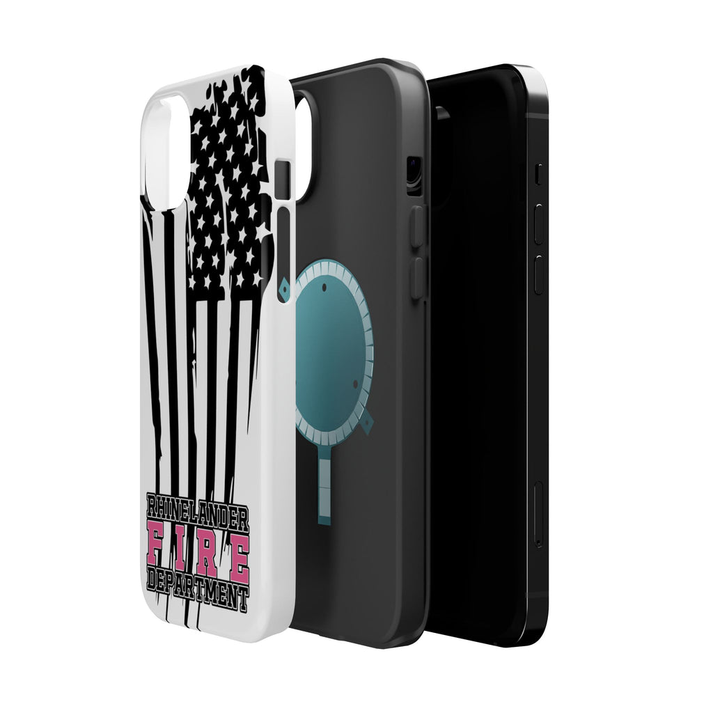 iPhone Magnetic Impact Case — Rhinelander Fire Department Pink & Black Flag Design