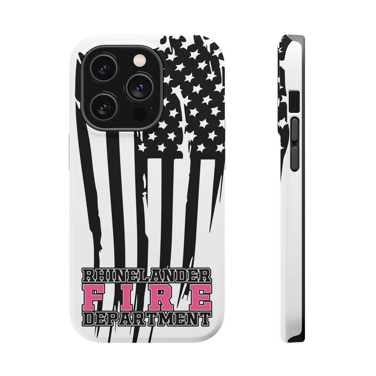 iPhone Magnetic Impact Case — Rhinelander Fire Department Pink & Black Flag Design