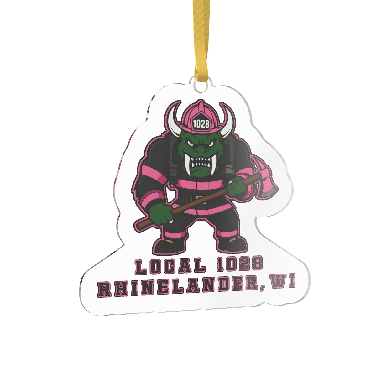 Rhinelander WI Local 1028 Firefighter HODAG Custom Shaped Ornament