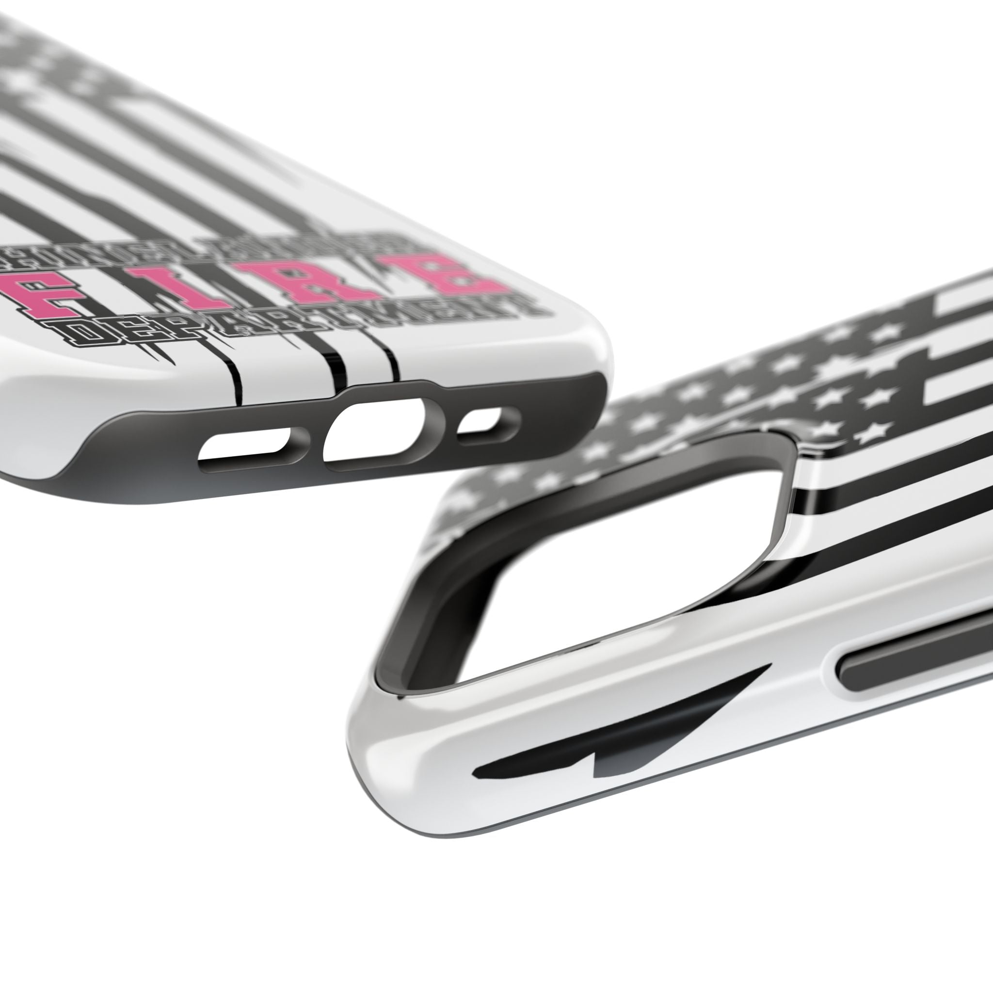 iPhone Magnetic Impact Case — Rhinelander Fire Department Pink & Black Flag Design