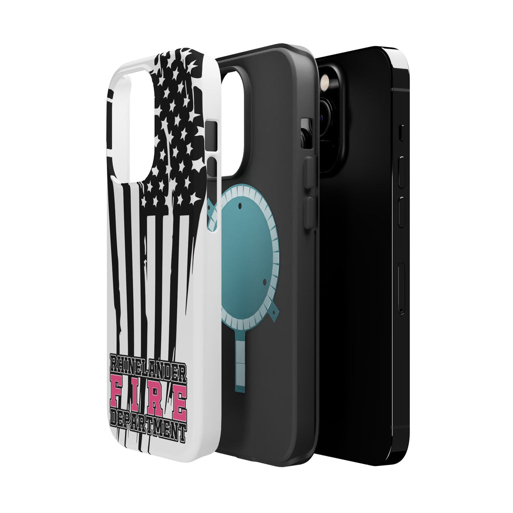 iPhone Magnetic Impact Case — Rhinelander Fire Department Pink & Black Flag Design