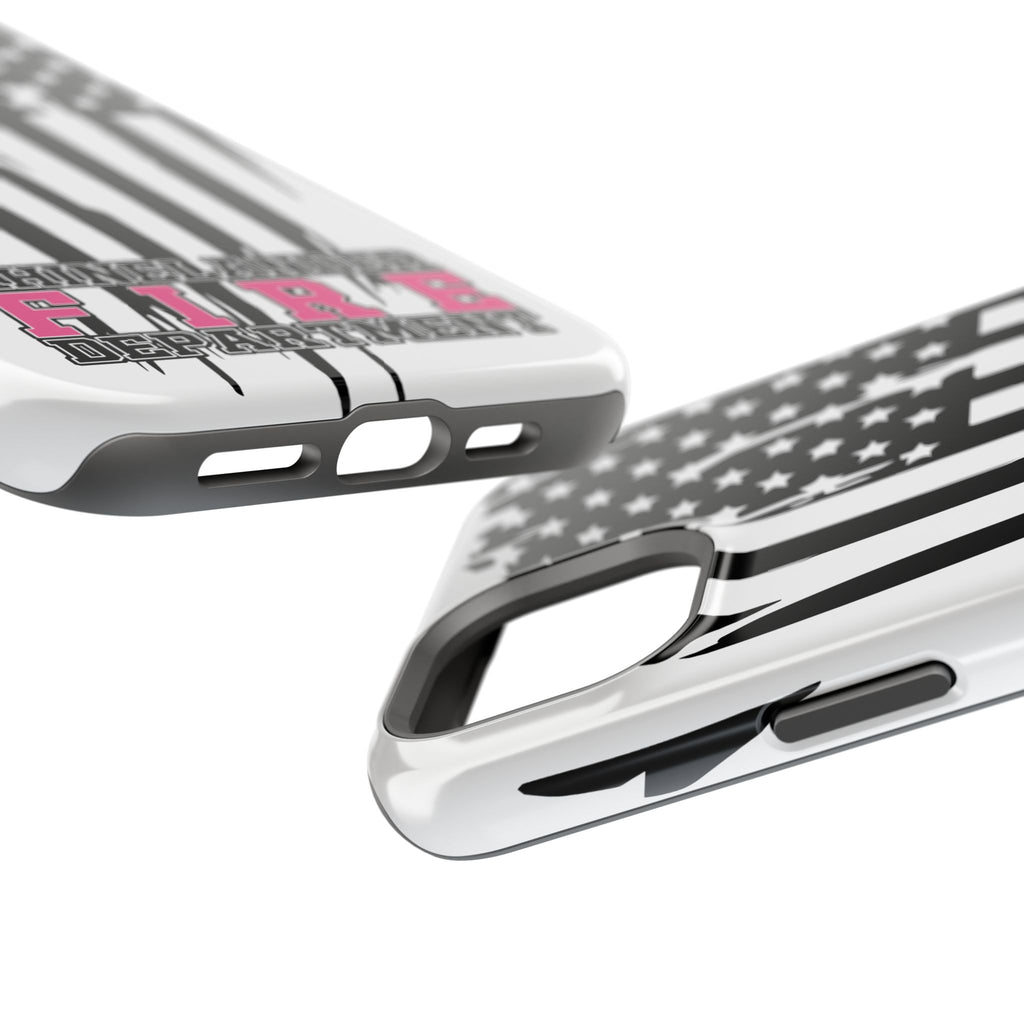 iPhone Magnetic Impact Case — Rhinelander Fire Department Pink & Black Flag Design