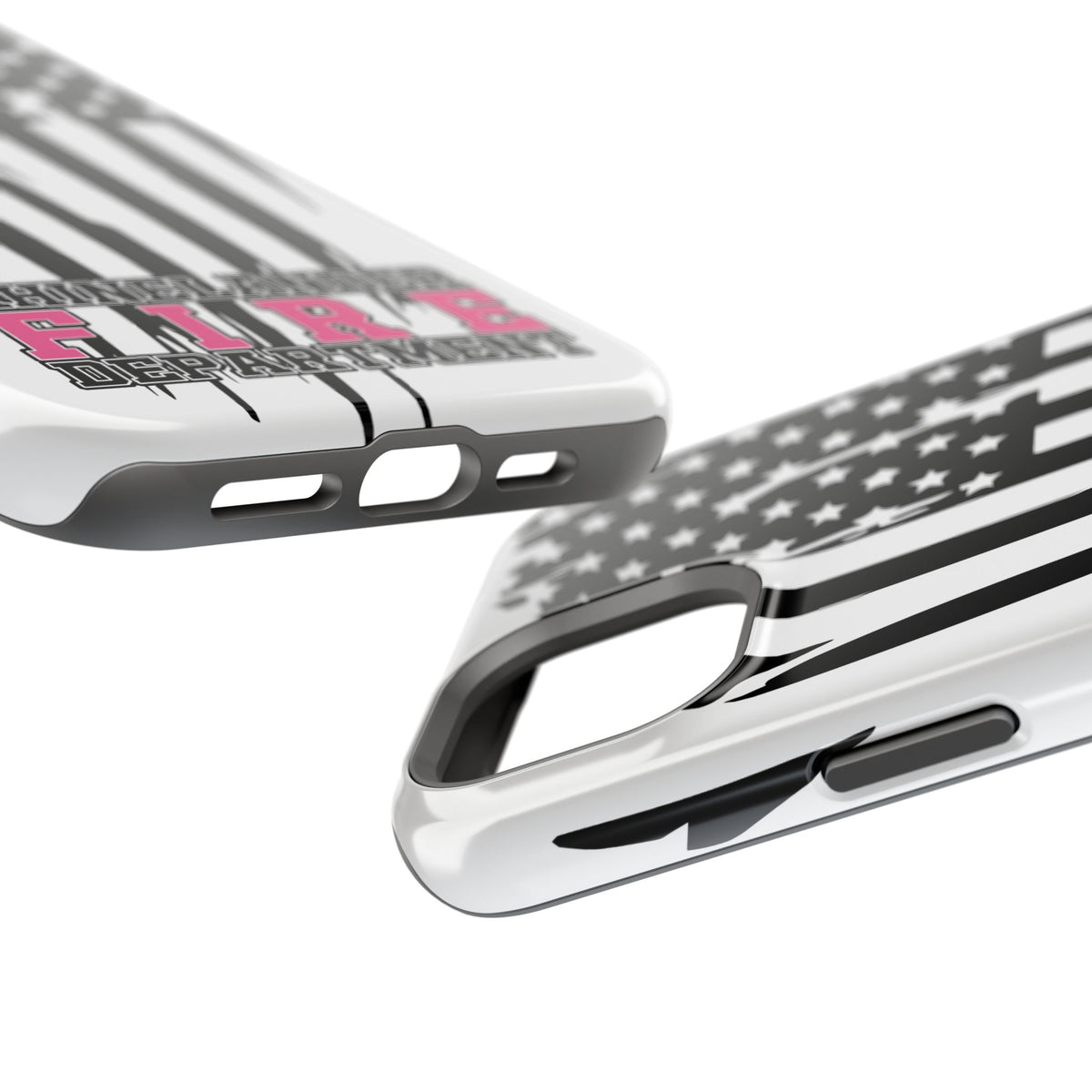iPhone Magnetic Impact Case — Rhinelander Fire Department Pink & Black Flag Design