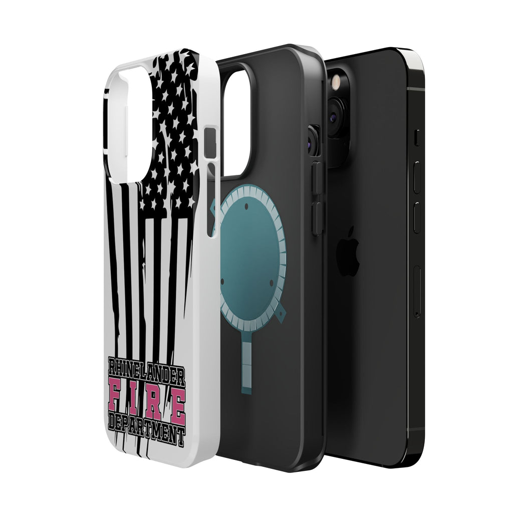 iPhone Magnetic Impact Case — Rhinelander Fire Department Pink & Black Flag Design