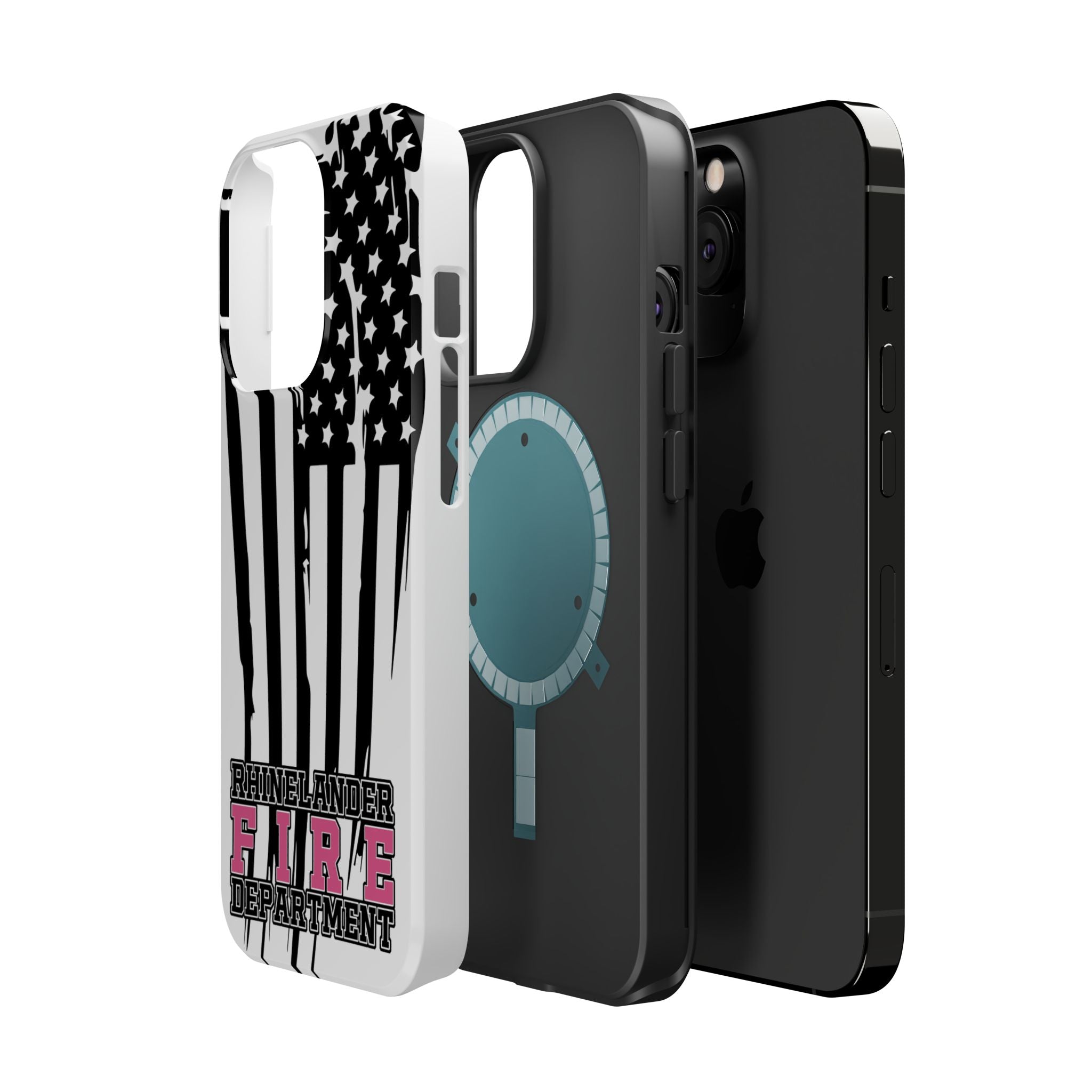 iPhone Magnetic Impact Case — Rhinelander Fire Department Pink & Black Flag Design
