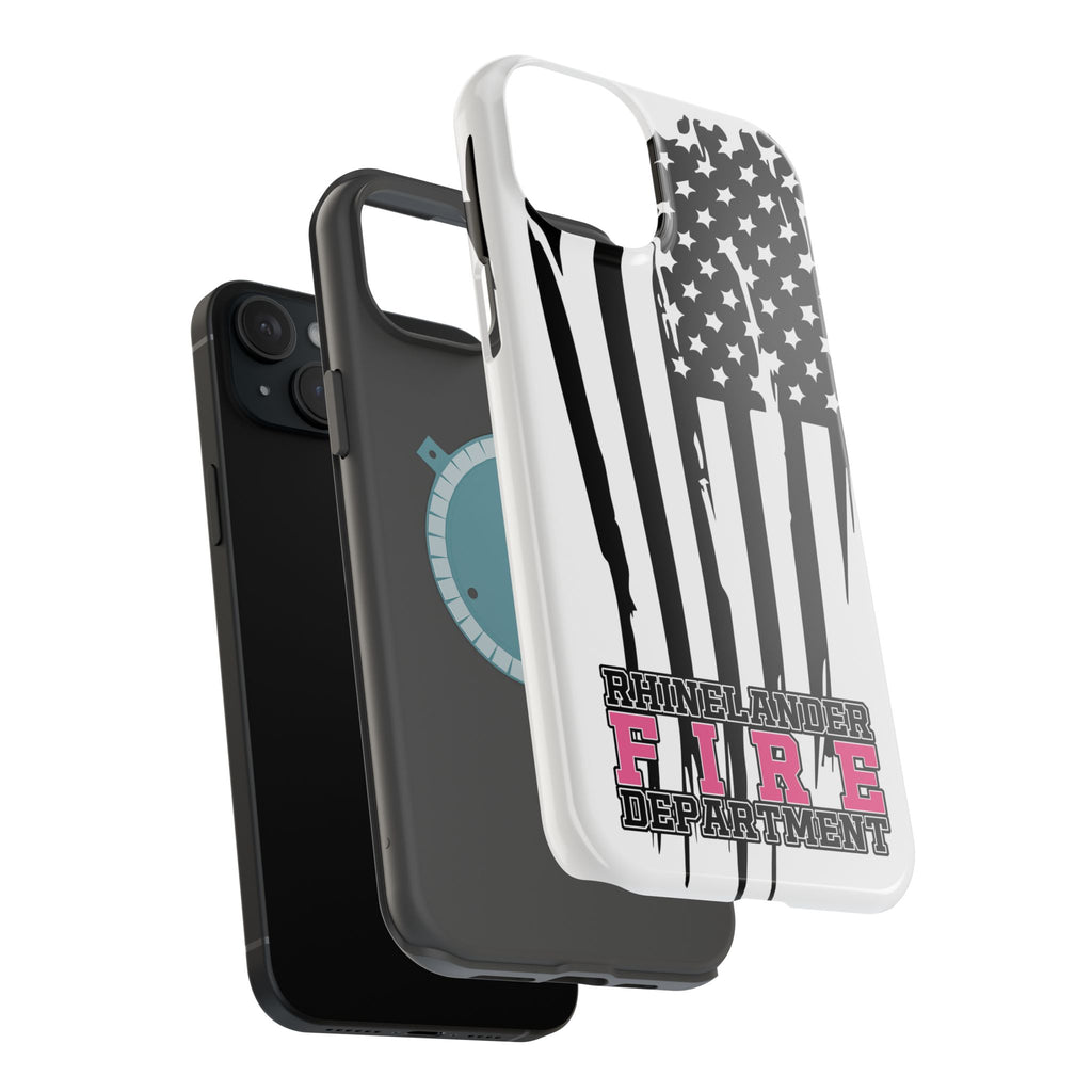 iPhone Magnetic Impact Case — Rhinelander Fire Department Pink & Black Flag Design