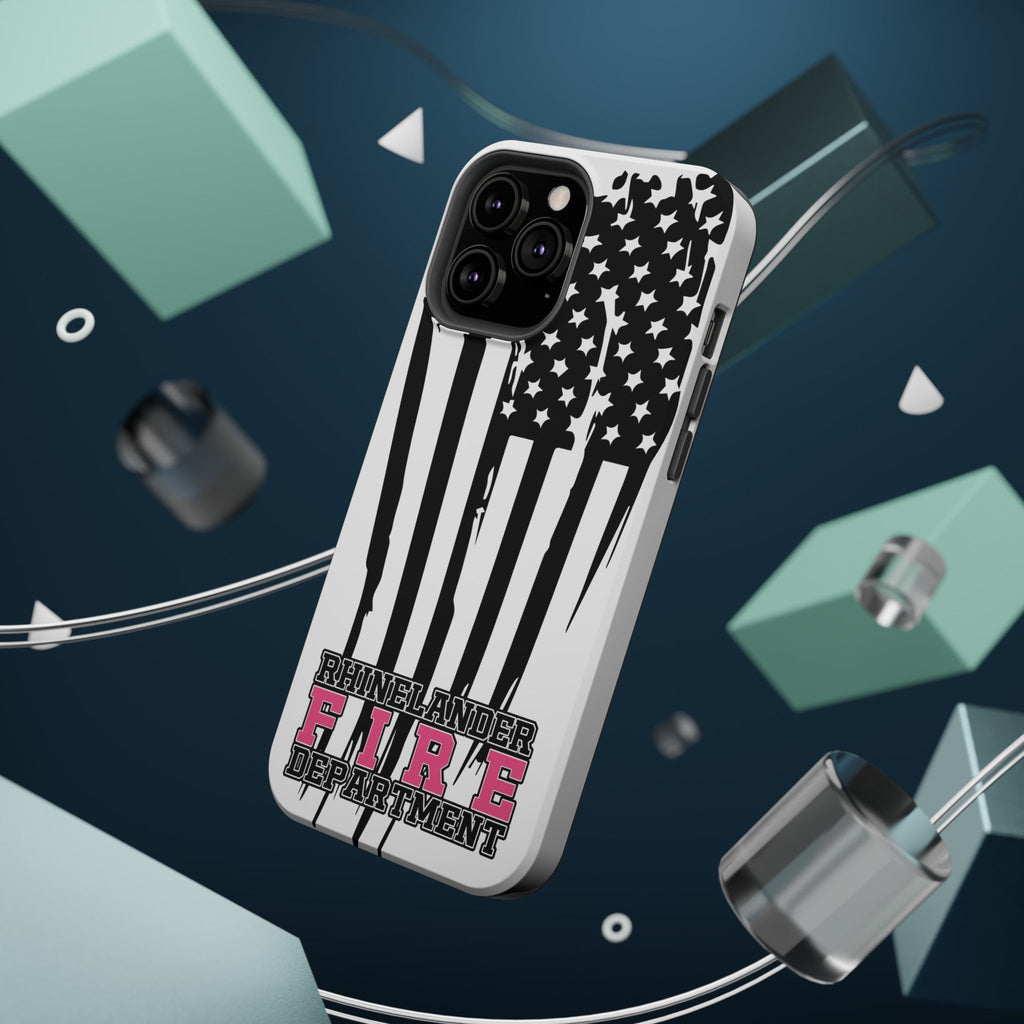 iPhone Magnetic Impact Case — Rhinelander Fire Department Pink & Black Flag Design