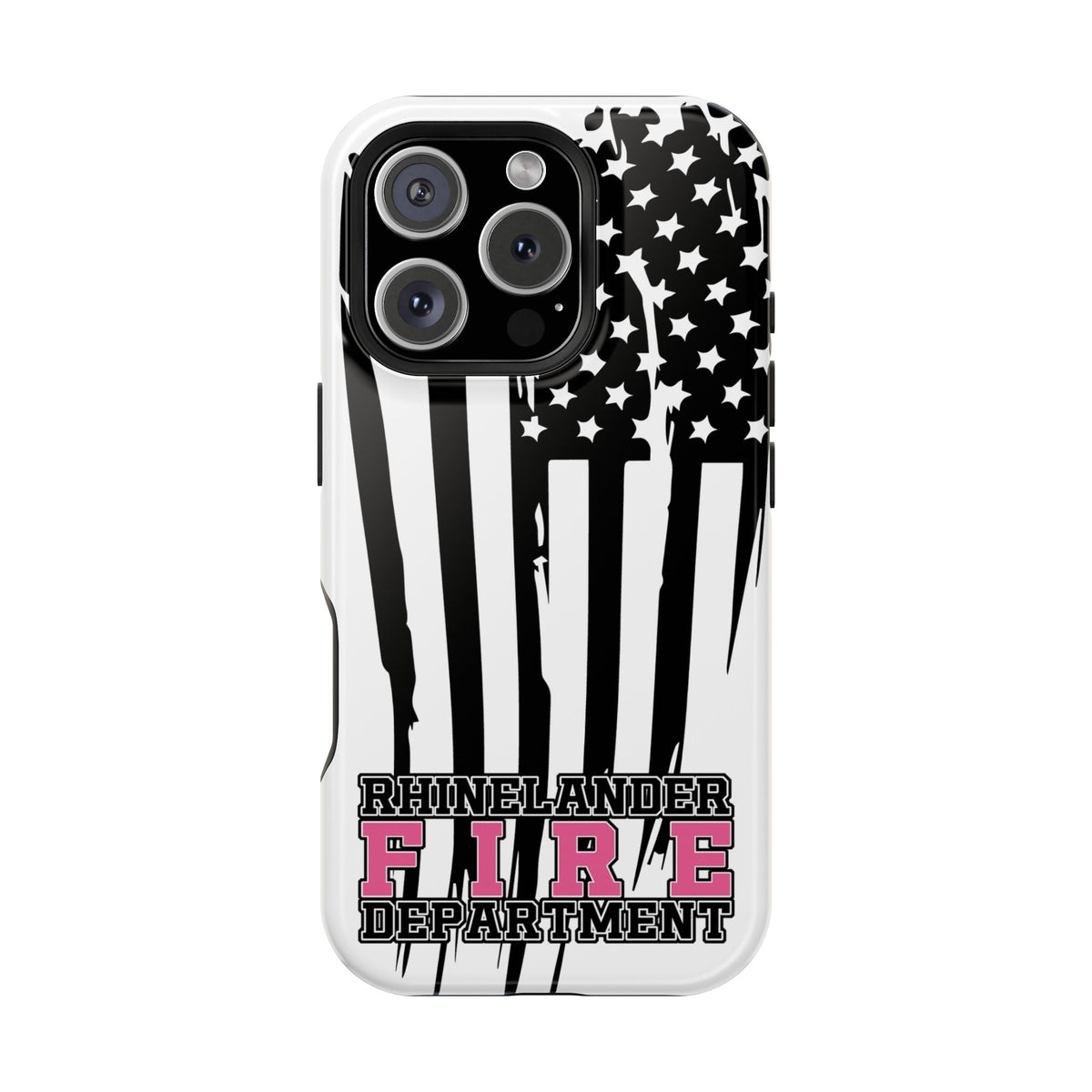 iPhone Magnetic Impact Case — Rhinelander Fire Department Pink & Black Flag Design