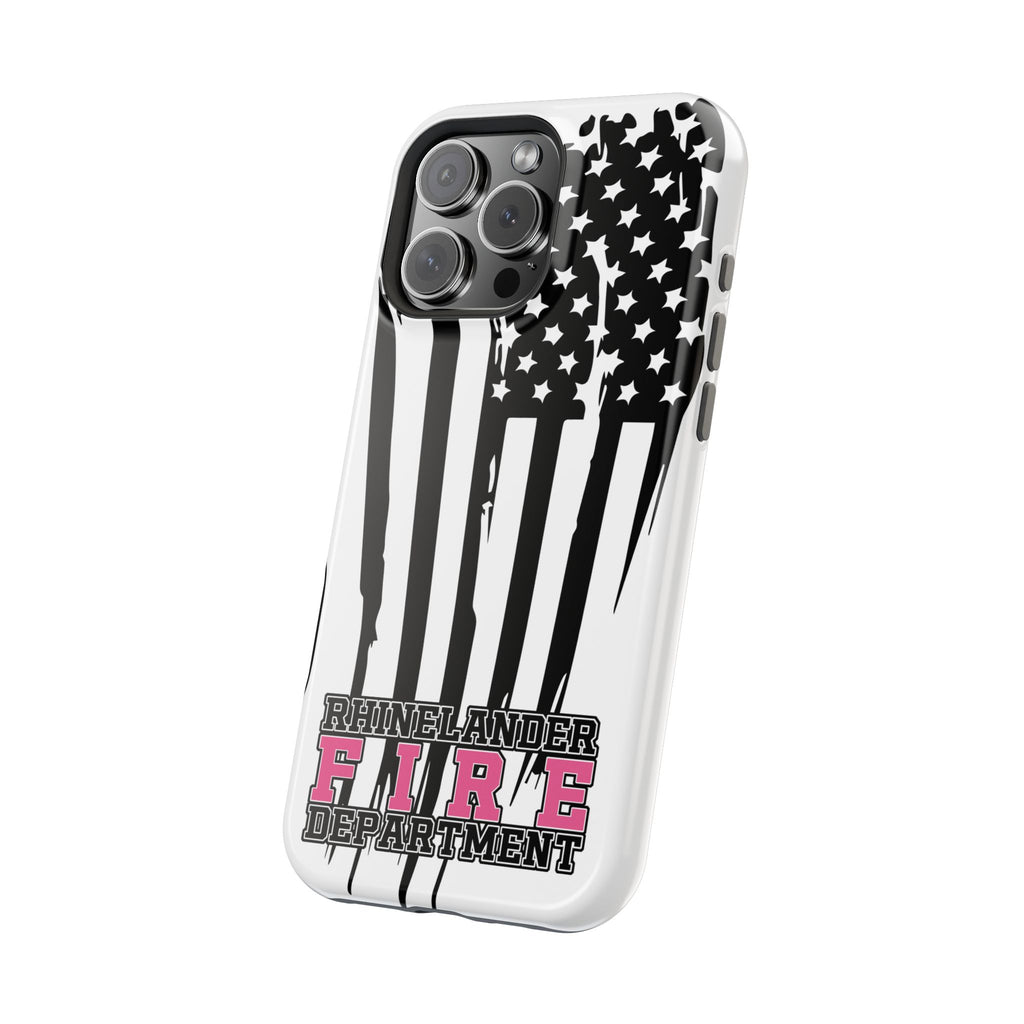 iPhone Magnetic Impact Case — Rhinelander Fire Department Pink & Black Flag Design