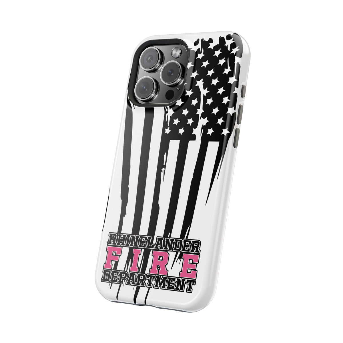 iPhone Magnetic Impact Case — Rhinelander Fire Department Pink & Black Flag Design