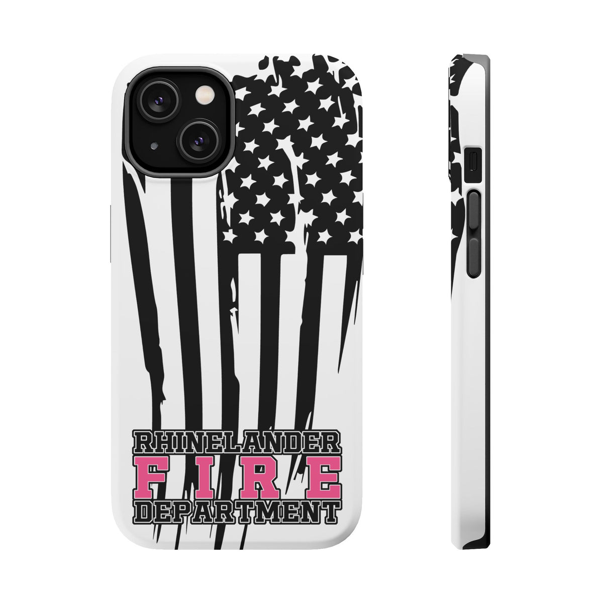 iPhone Magnetic Impact Case — Rhinelander Fire Department Pink & Black Flag Design