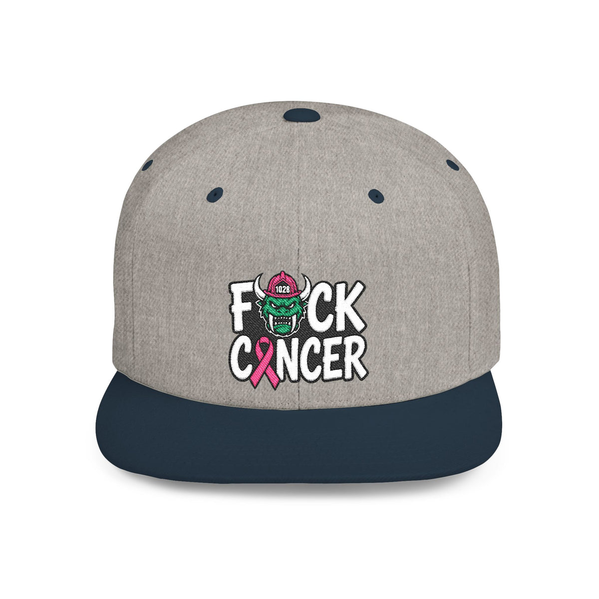 Flat Bill Snapback - “F*ck Cancer” Pink Ribbon Support Hat