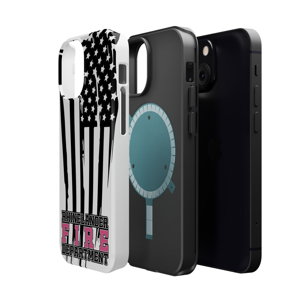 iPhone Magnetic Impact Case — Rhinelander Fire Department Pink & Black Flag Design