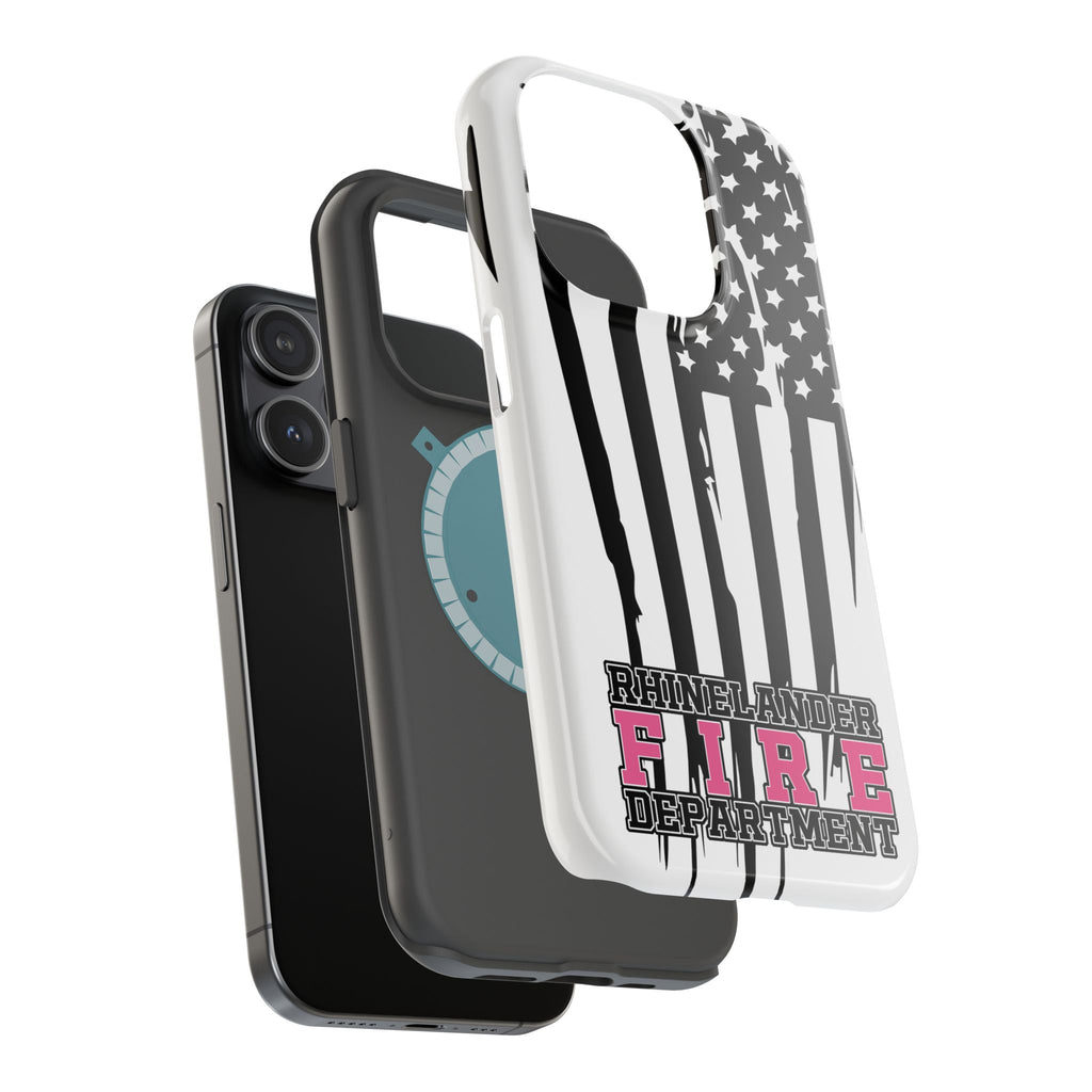 iPhone Magnetic Impact Case — Rhinelander Fire Department Pink & Black Flag Design