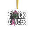 F*ck Cancer Ornament — Pink Ribbon Firefighter Helmet Custom Shaped Ornament