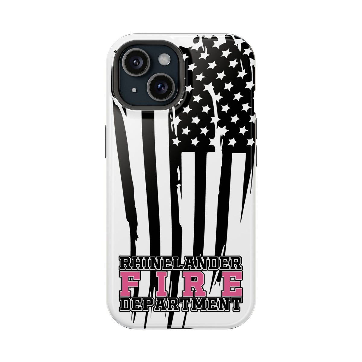 iPhone Magnetic Impact Case — Rhinelander Fire Department Pink & Black Flag Design