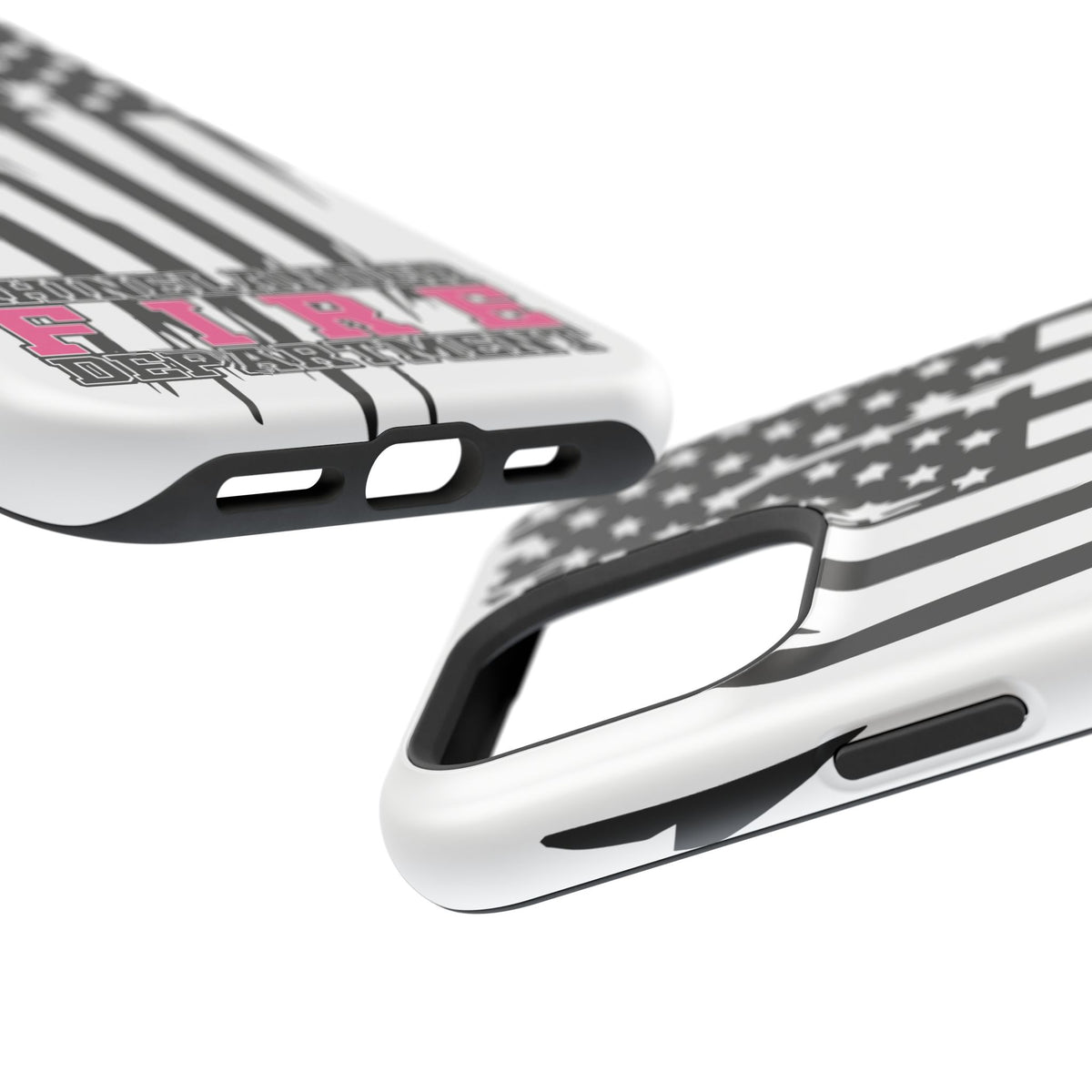 iPhone Magnetic Impact Case — Rhinelander Fire Department Pink & Black Flag Design