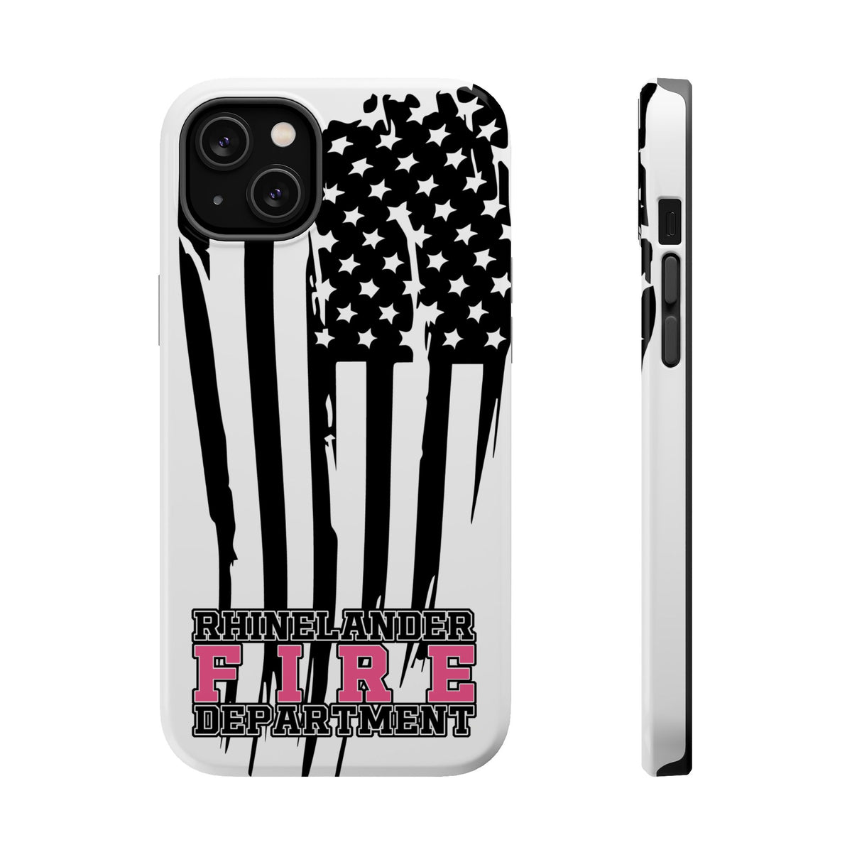 iPhone Magnetic Impact Case — Rhinelander Fire Department Pink & Black Flag Design