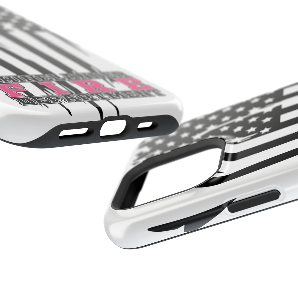 iPhone Magnetic Impact Case — Rhinelander Fire Department Pink & Black Flag Design