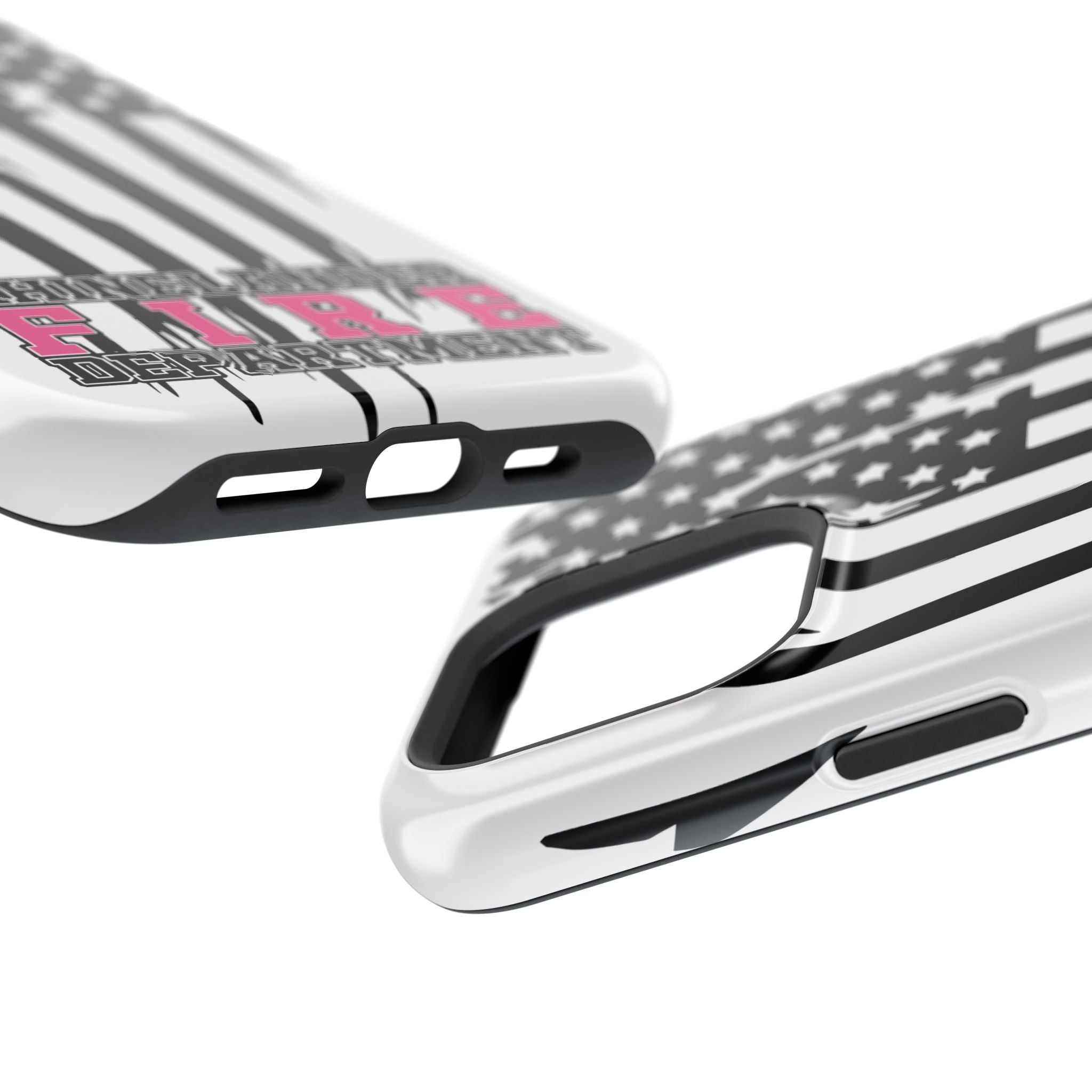 iPhone Magnetic Impact Case — Rhinelander Fire Department Pink & Black Flag Design