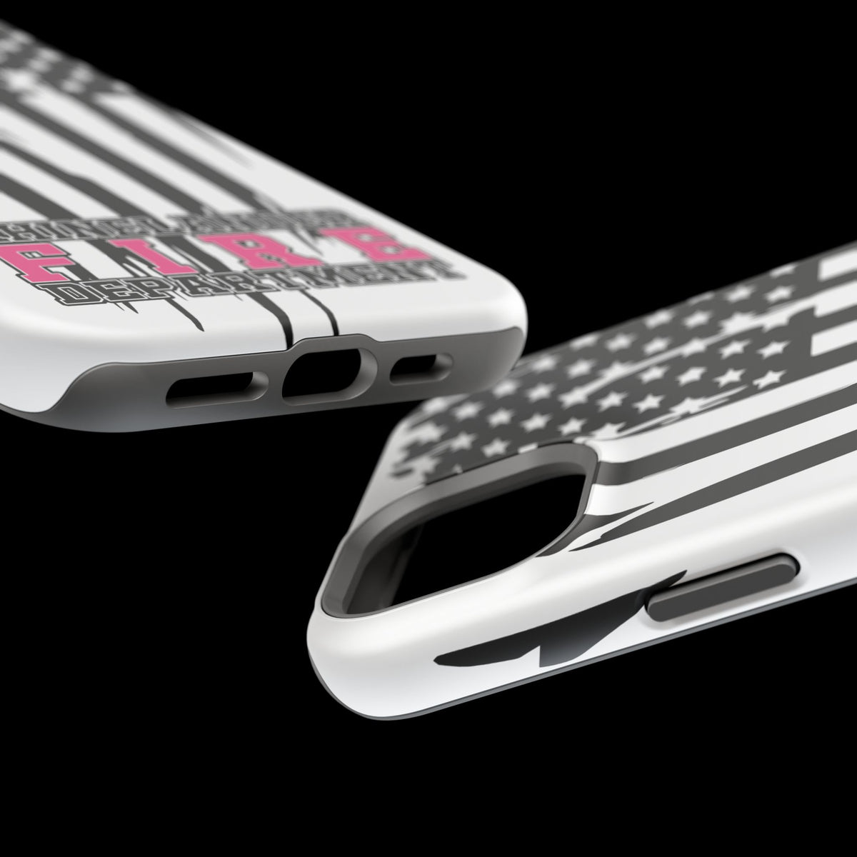 iPhone Magnetic Impact Case — Rhinelander Fire Department Pink & Black Flag Design