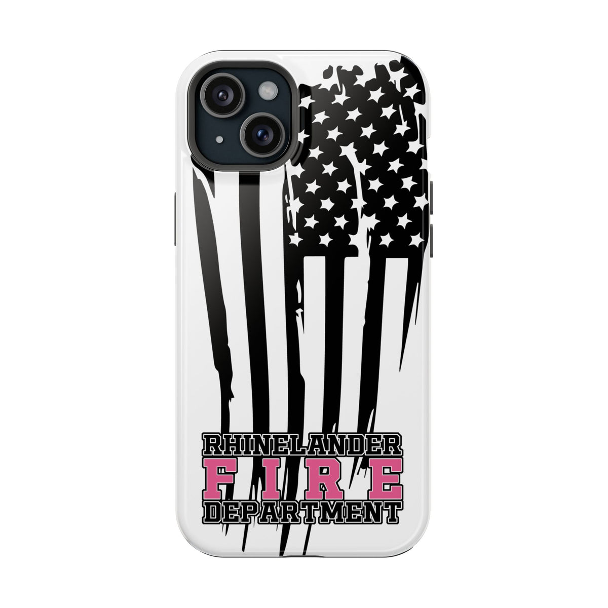 iPhone Magnetic Impact Case — Rhinelander Fire Department Pink & Black Flag Design