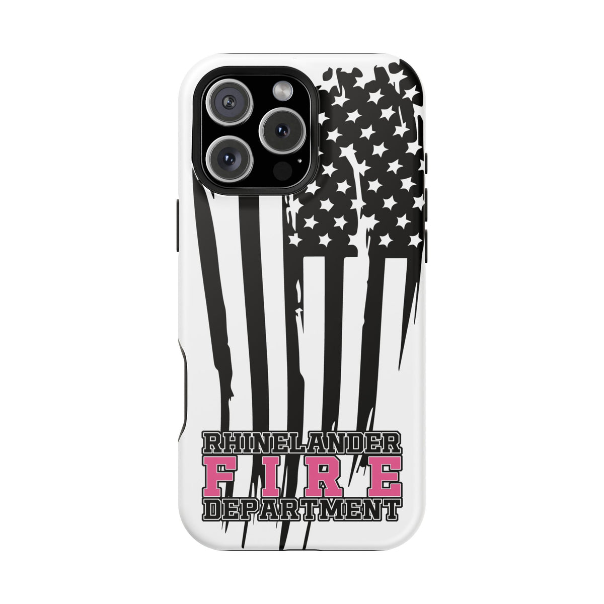 iPhone Magnetic Impact Case — Rhinelander Fire Department Pink & Black Flag Design