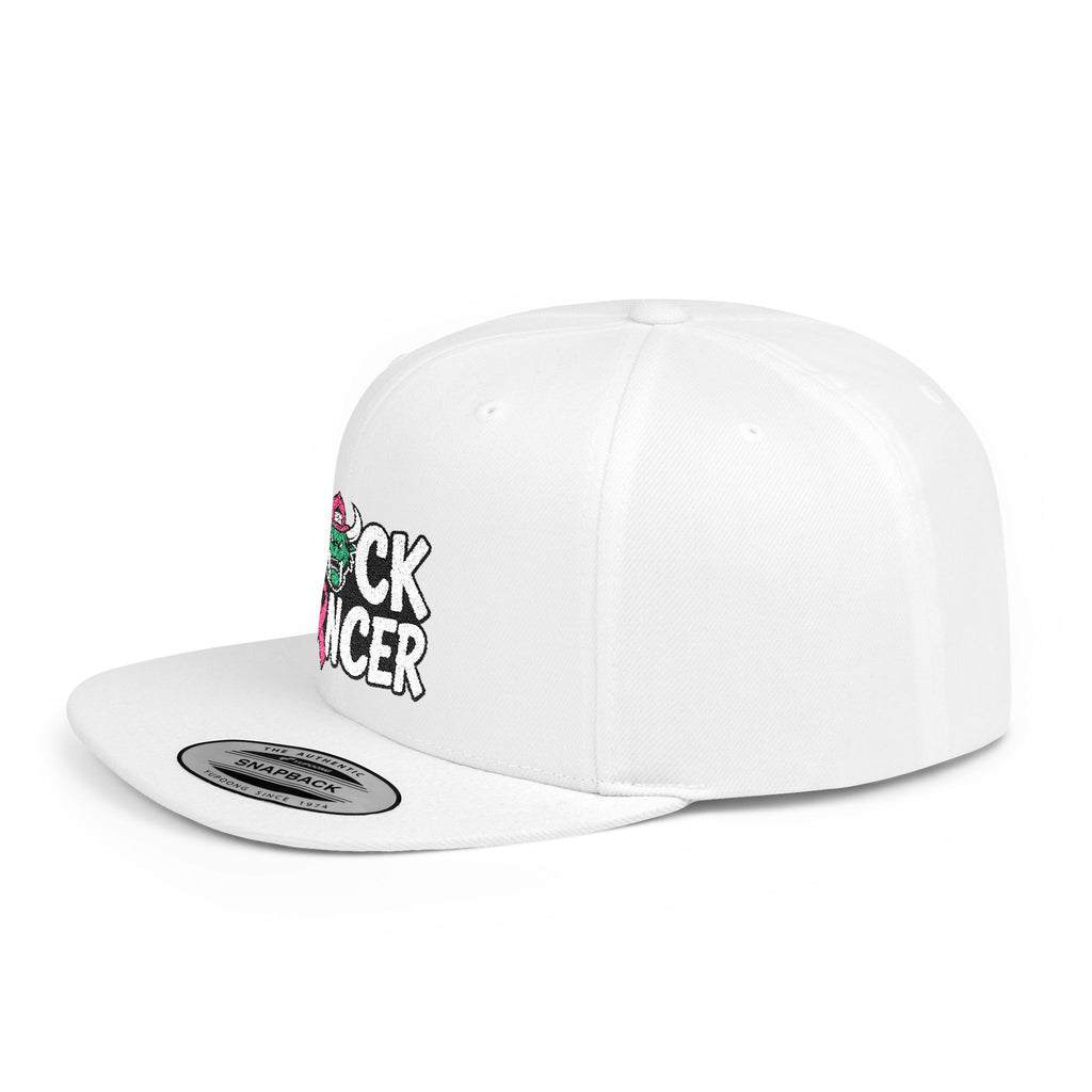 Flat Bill Snapback - “F*ck Cancer” Pink Ribbon Support Hat